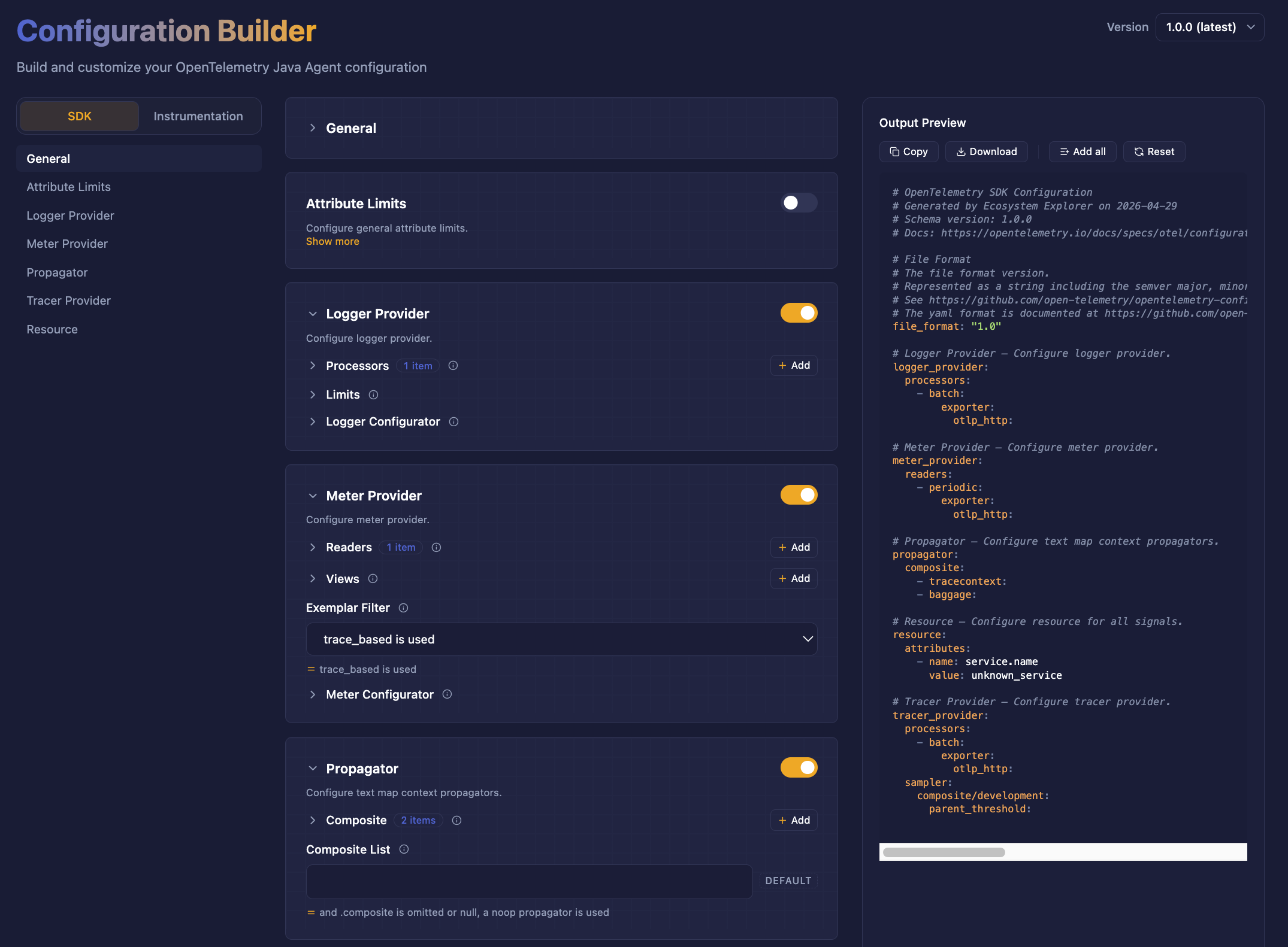 Configuration builder